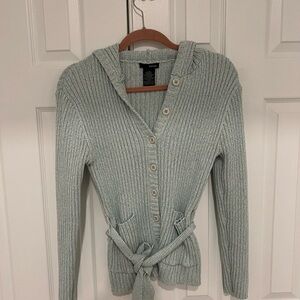 Kensie Ribbed Knit Cardigan with Tie Waist